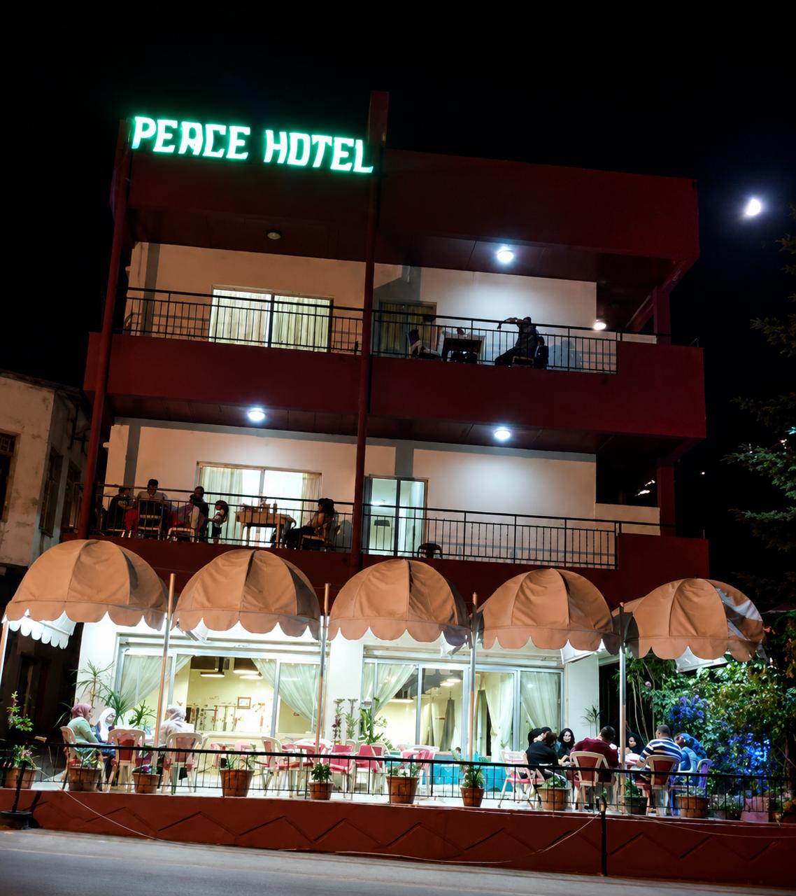 Peace Hotel at night